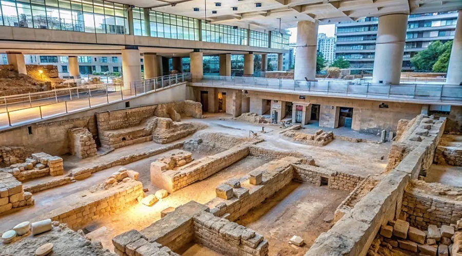 Archaeological excavation beneath the Acropolis Museum