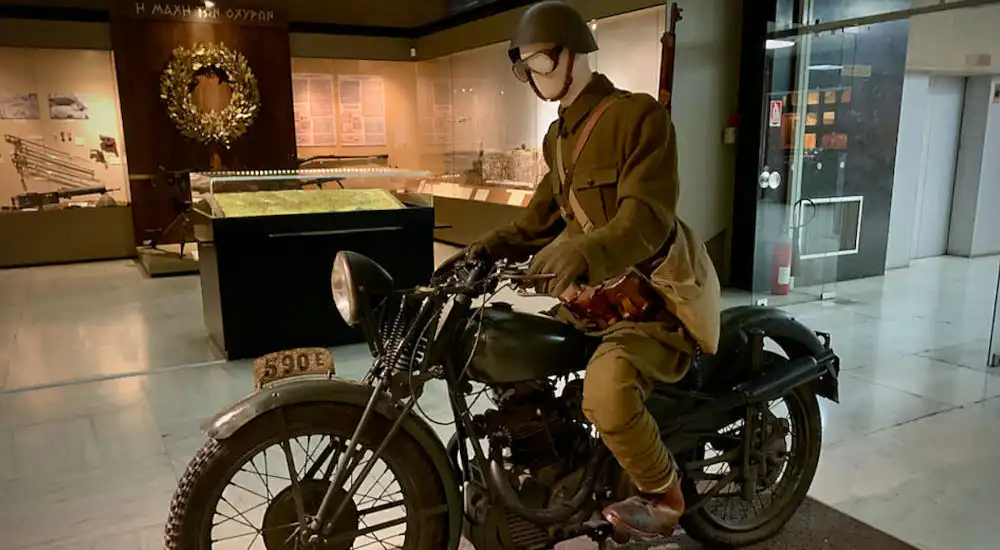war-museum8_1000x550 Military motorcycle exhibit from the World War II section of the Athens War Museum.